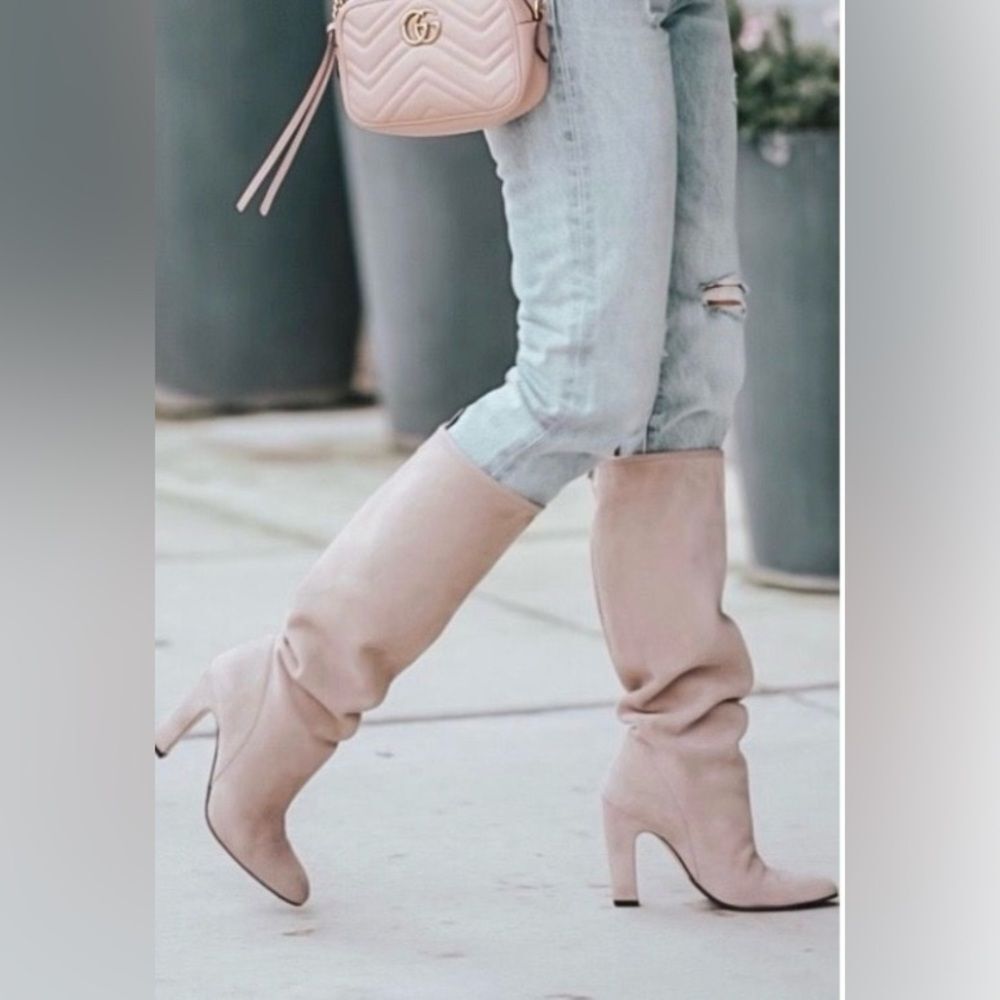 New Stuart Weitzman Suede Charlie Boots pink size 7.5 new without box
